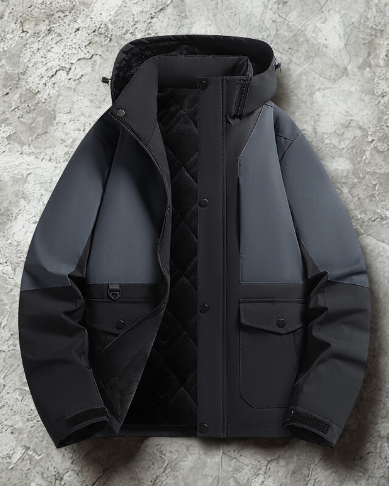 Men’s Hooded Jacket – Wind and Water Resistant – Quilted Lining – Relaxed Fit – Adjustable Cuffs