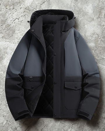 Men’s Hooded Jacket – Wind and Water Resistant – Quilted Lining – Relaxed Fit – Adjustable Cuffs