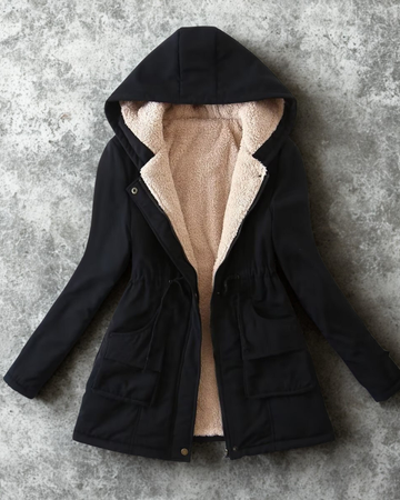 Women’s Parka Jacket – Hooded – Plush Lined – Mid-Thigh – Drawstring Waist – Loose Fit