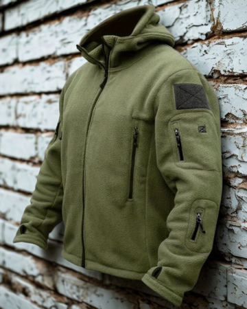 Men’s Hooded Jacket – Fleece – Regular Fit – Zippered Pockets – Thumbhole Cuffs