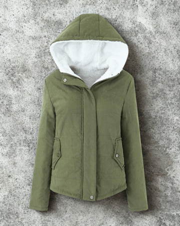 Women’s Hooded Jacket – Quilted Padded – Fleece Lined – Regular Fit – Snap Closure