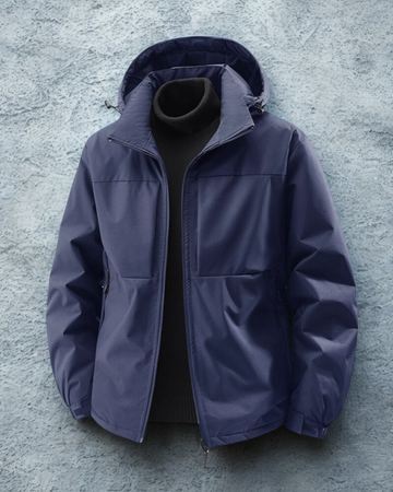 Men’s Hooded Jacket – Water Resistant – Relaxed Fit – Zip Pockets – Windproof