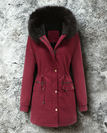 Women’s Parka Jacket – Longline Fit – Faux Fur Hood – Weather Resistant – Zip Pockets