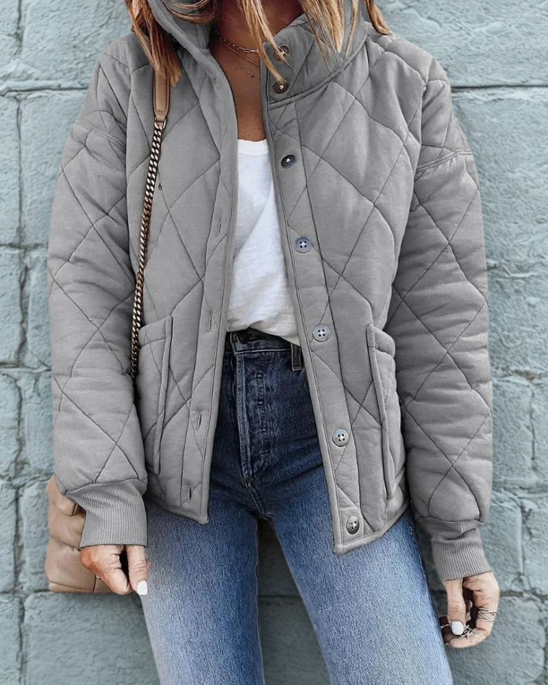 Women’s Puffer Jacket – Cropped Fit – Quilted Insulated – Stand-Up Collar – Drawstring Hem