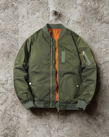Men’s Bomber Jacket – Relaxed Fit – Quilted Lining – Ribbed Trim – Utility Sleeve Pocket
