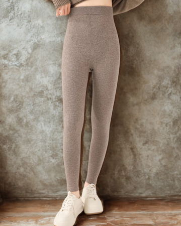 Women’s Leggings – Slim Fit – High Waist – Ribbed Knit Waistband – Full Length