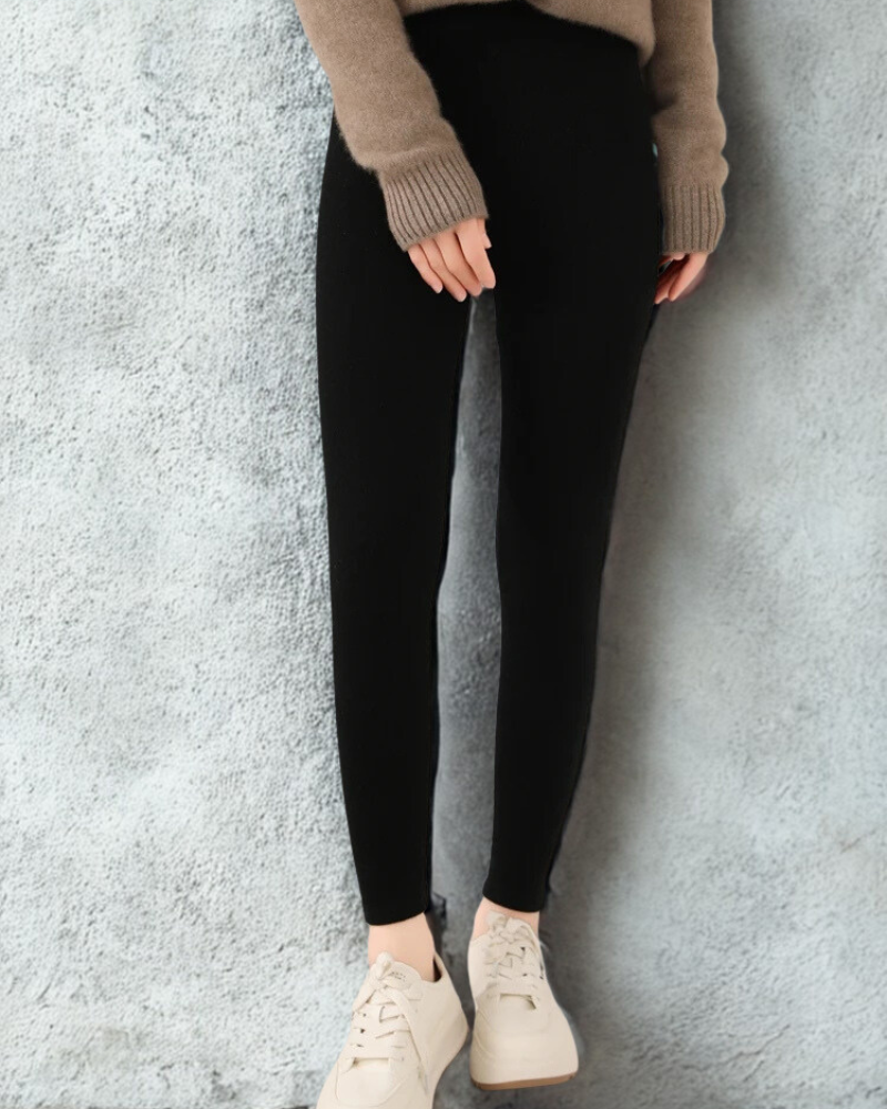 Women’s Leggings – Slim Fit – High Waist – Ribbed Knit Waistband – Full Length