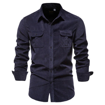 Slim fit warm long sleeve shirt for men