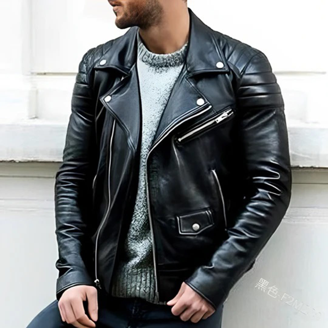 Motorcycle leather jacket for men