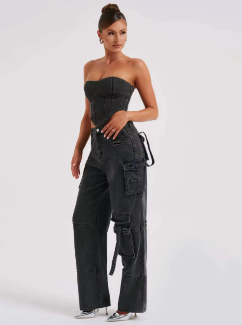 Women's Denim Cargo Pants – Streetwear Style
