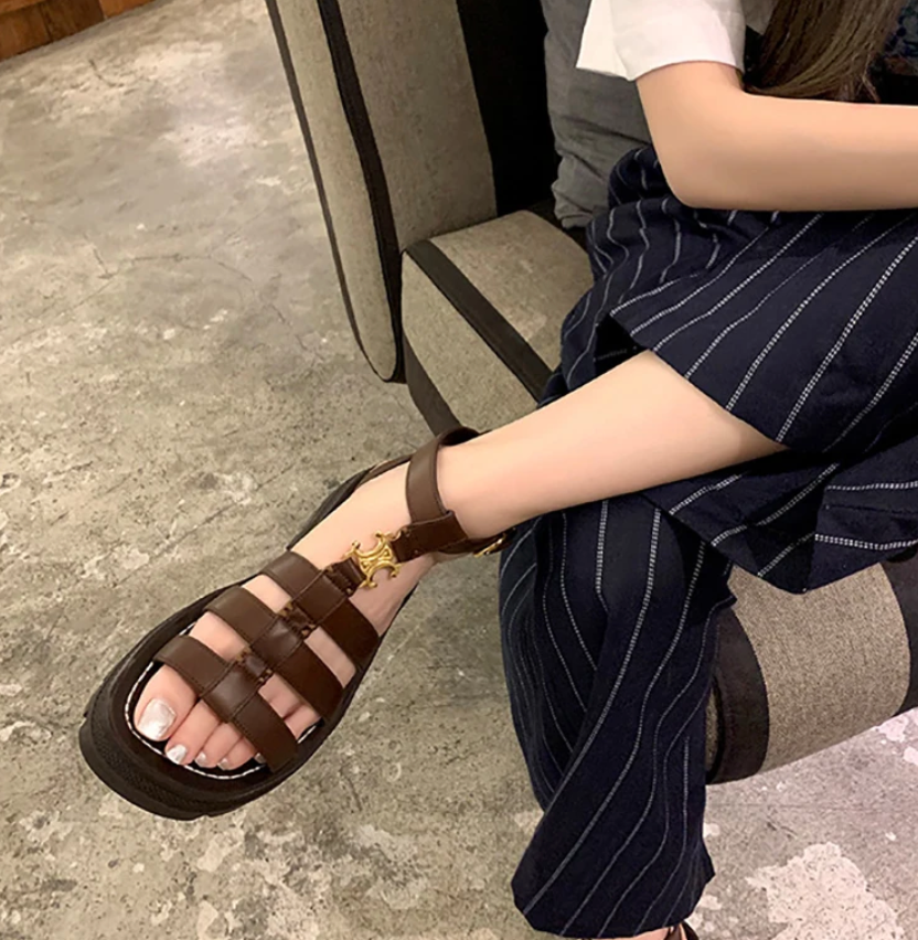 Strappy Gold Buckle Sandals – Chic, Lightweight & Perfect for Summer Outfits