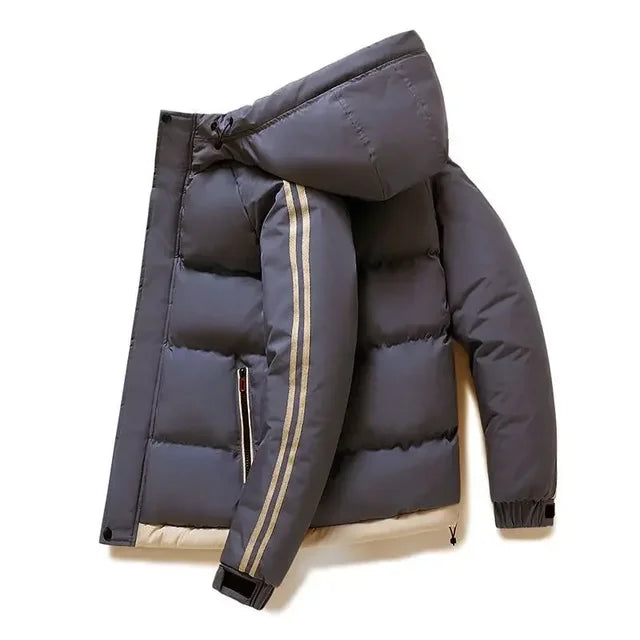 Men's Puffer Jacket – Quilted Water-Resistant Fabric – Regular Fit – Hooded Casual Outdoor