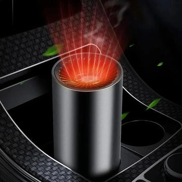 Minimalist Cylindrical Car Cup-Holder Heater Fan