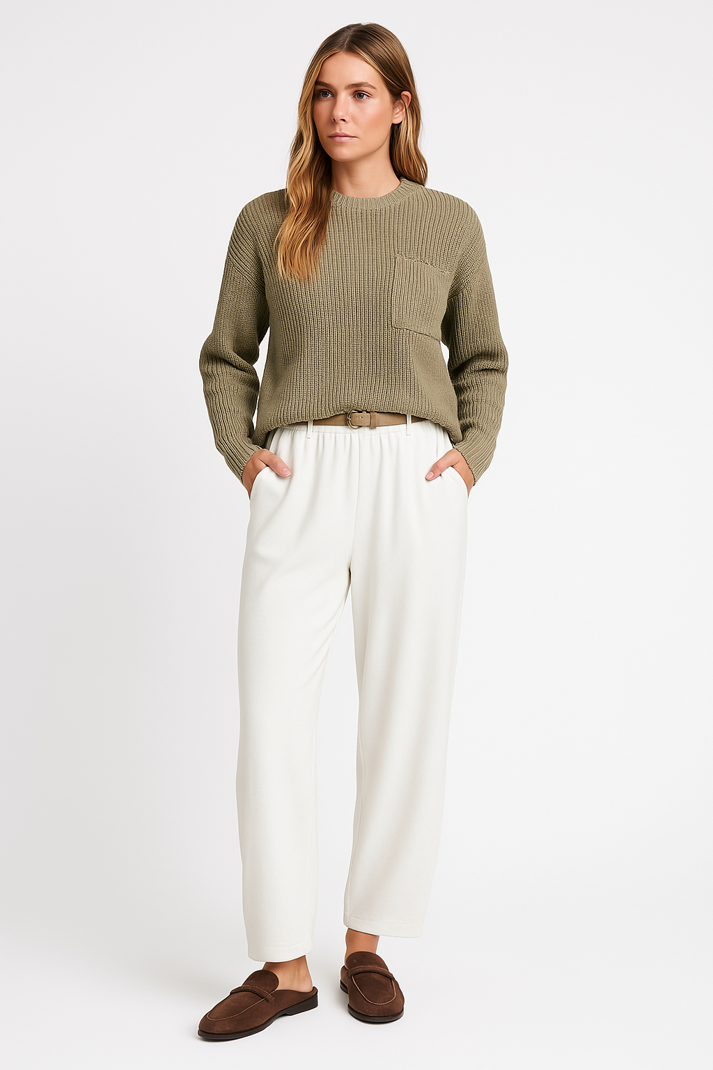 Women’s Knit Lounge Set – Relaxed Fit Sweater – Wide-Leg Trousers – Soft Knitwear