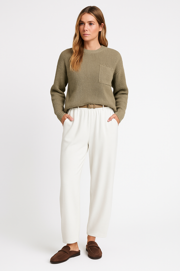 Women’s Knit Lounge Set – Relaxed Fit Sweater – Wide-Leg Trousers – Soft Knitwear