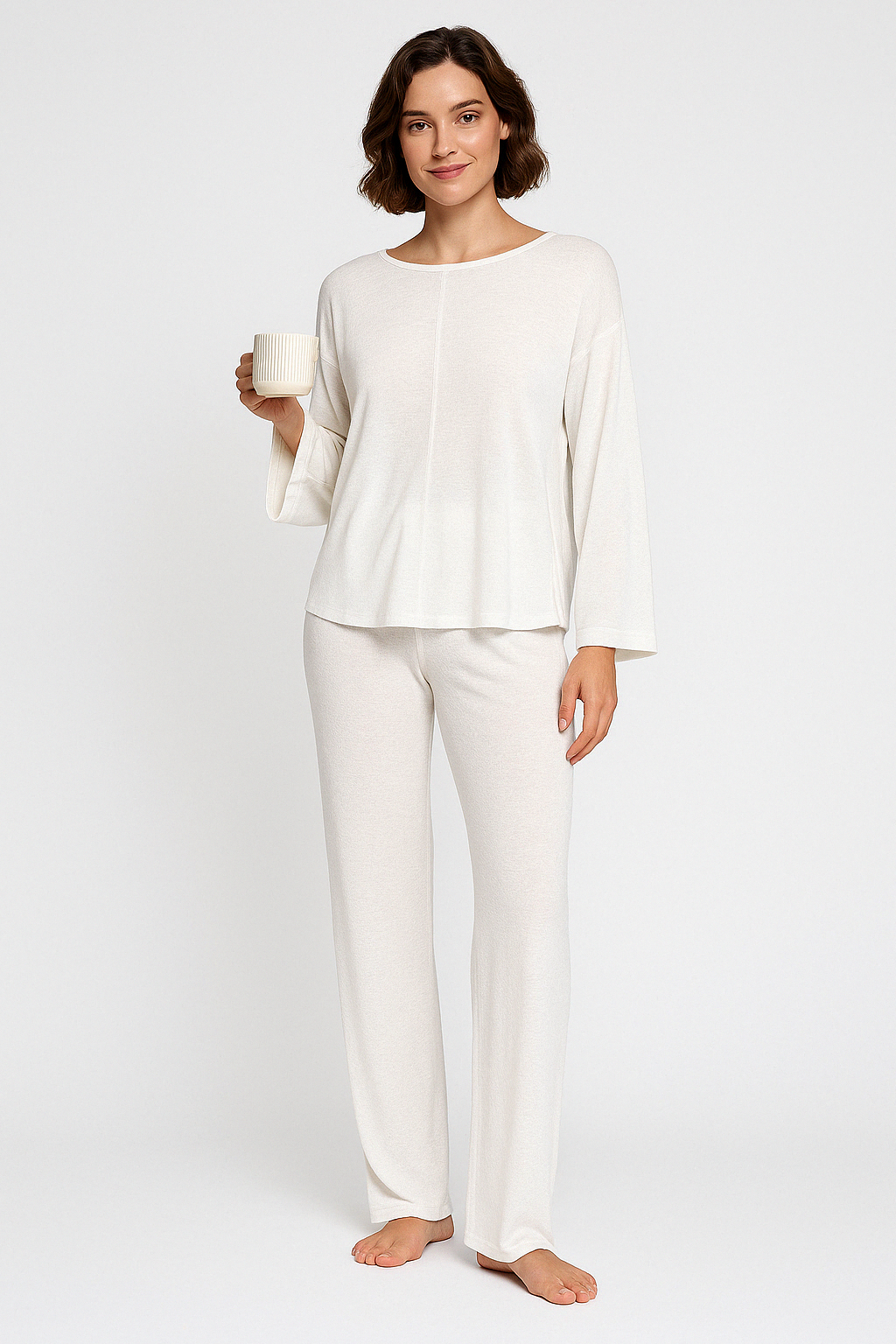 Women’s Loungewear Set – Cotton Blend – Relaxed Fit – Long Sleeve – Full-Length Trousers