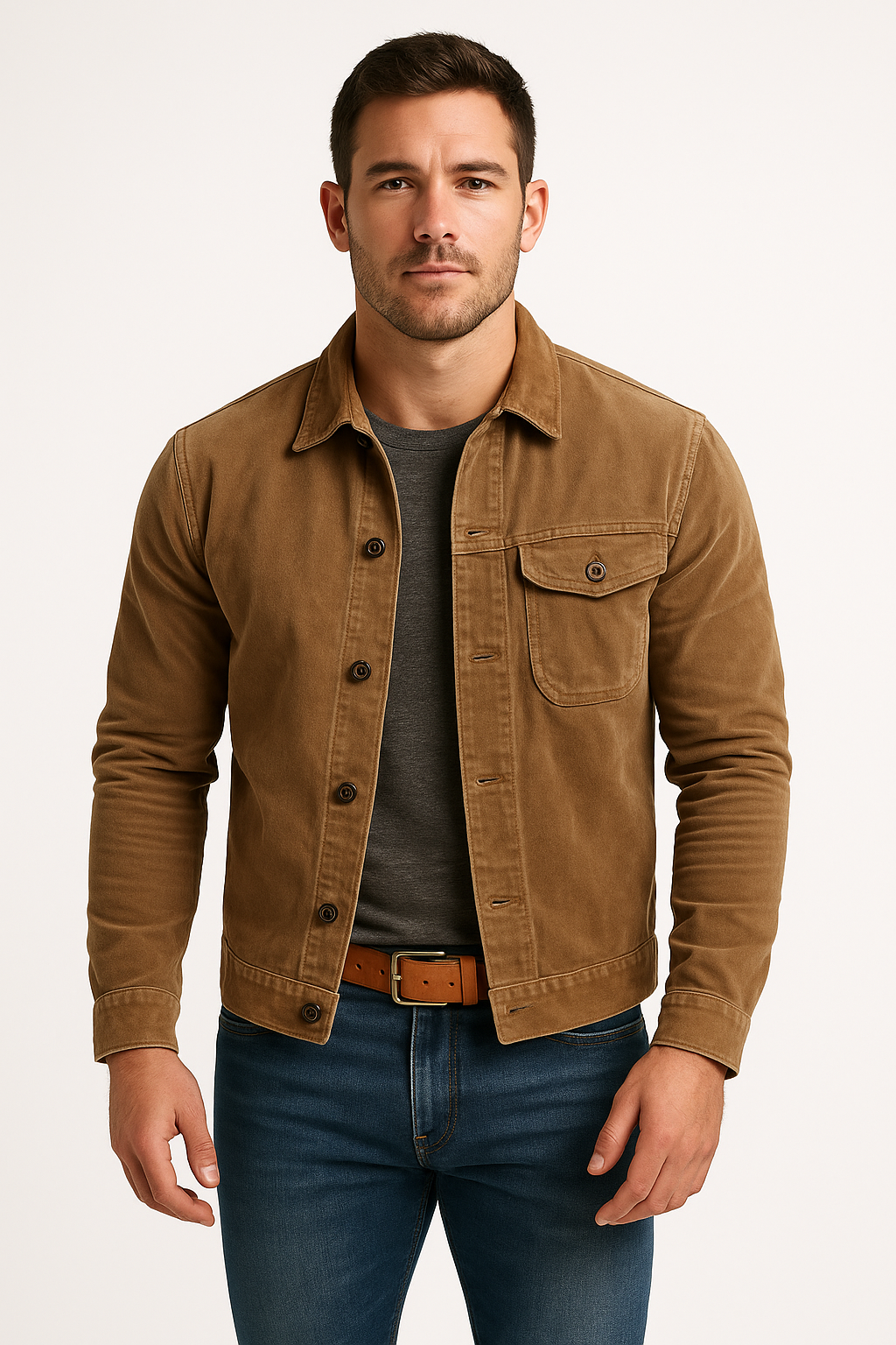 Men’s Jacket –Shirt Collar – Button Front – Casual Tailored Fit