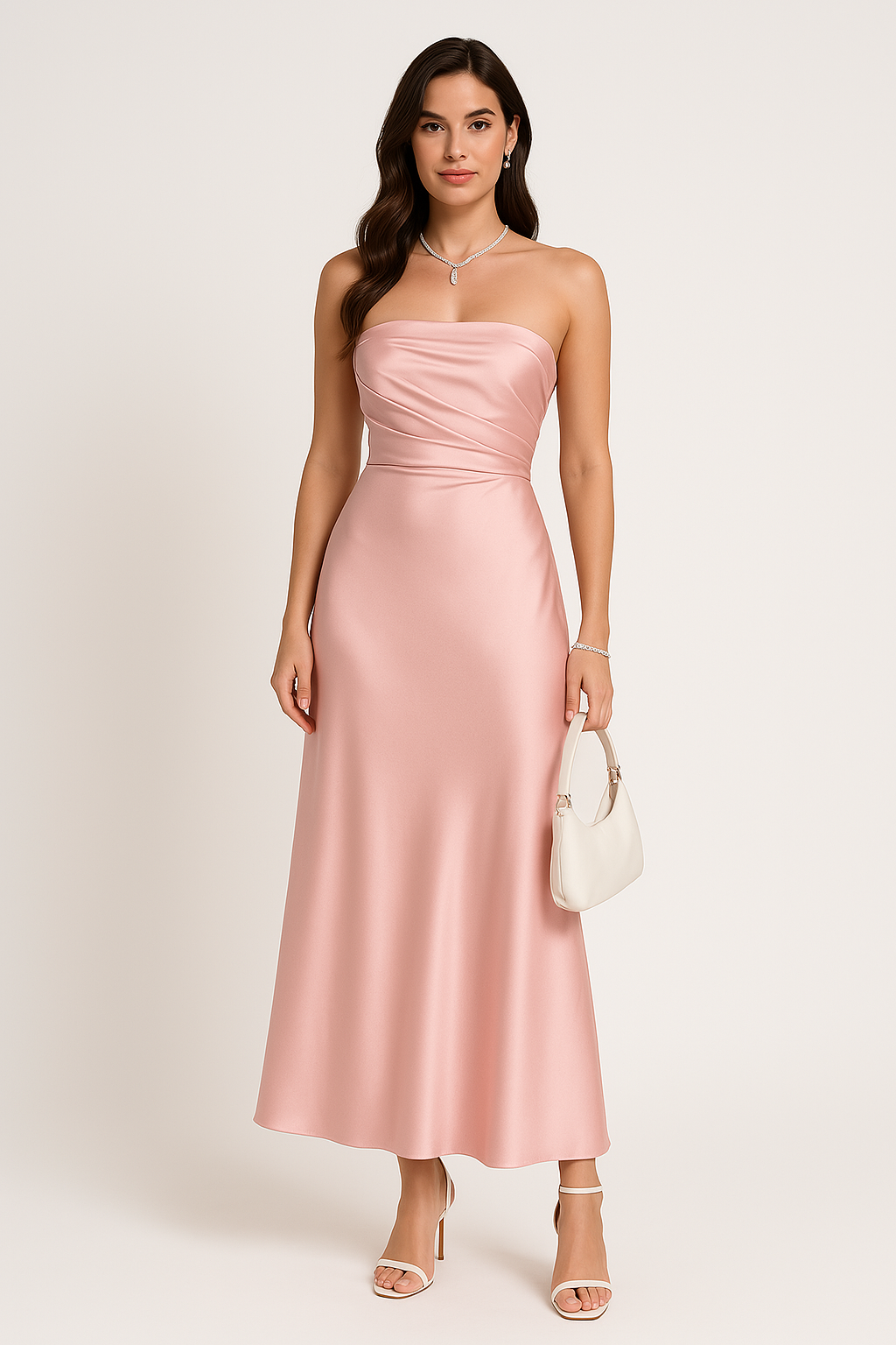 Women’s Evening Gown – Slim Fit – Strapless – Full Length – Satin Finish – Formal Wear