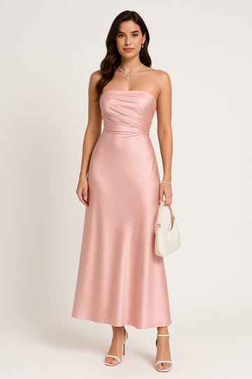 Women’s Evening Gown – Slim Fit – Strapless – Full Length – Satin Finish – Formal Wear