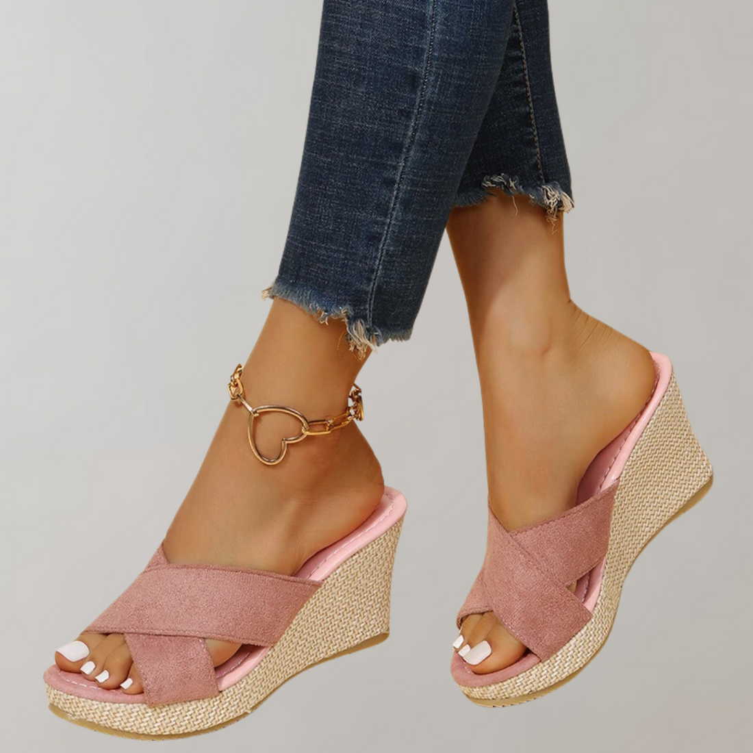 Women's Wedge Sandals - Crisscross Straps