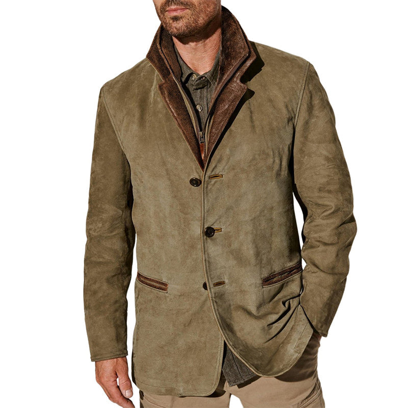 Autumn vintage buckskin jacket for men