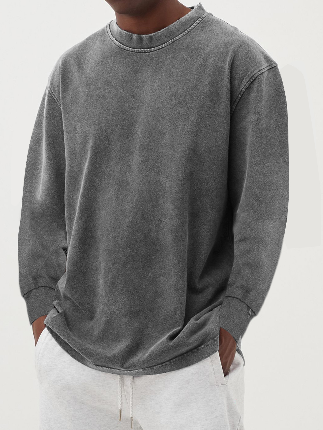 Crew neck long sleeve pull-over sweatshirt for men