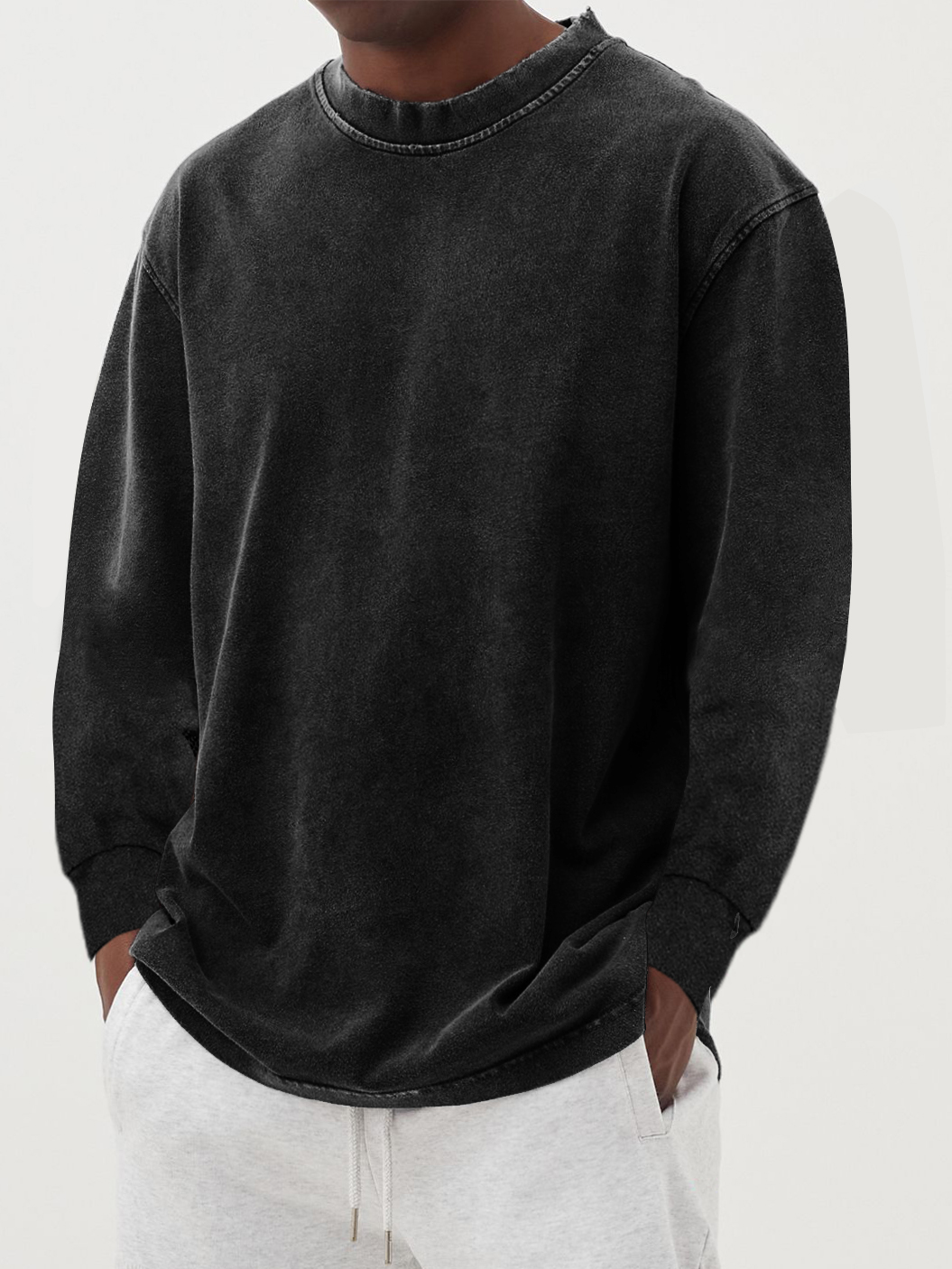 Men’s Sweatshirt – Relaxed Fit – Crew Neck – Ribbed Cuffs – Soft Cotton Blend