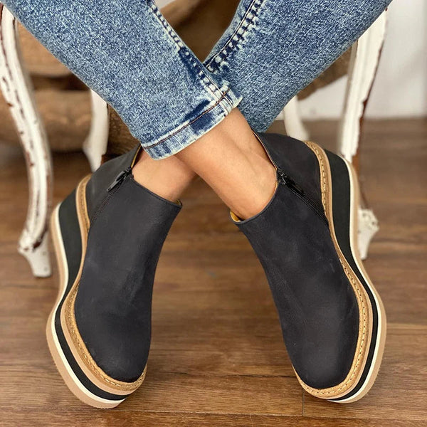 Side zip low ankle boots for women