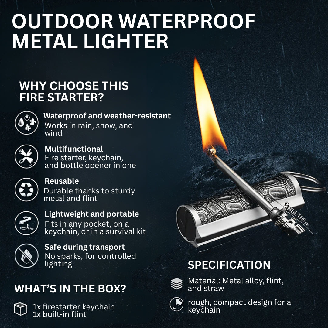 Brass Screw-Top Keyring Waterproof Match Case