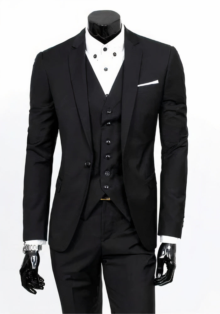 Men’s 3-Piece Suit Set – Tailored Fit – Wool Blend – Classic Structured Formal Wear