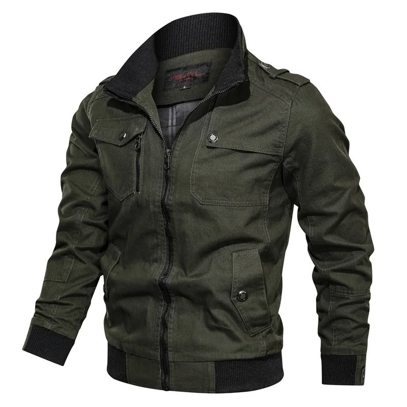 Long sleeve full zip moto jacket for men