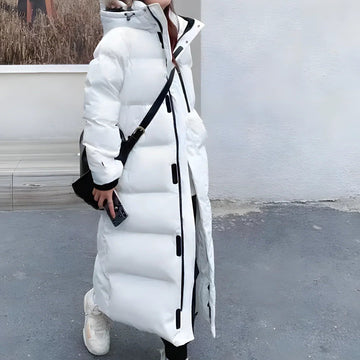 Women’s Long Coat – Oversized Quilted Fit – Hooded Windproof Water-Resistant Design