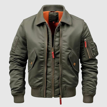 Men’s Bomber Jacket – Water-Resistant Nylon – Regular Fit – Zip Front – Utility Pockets