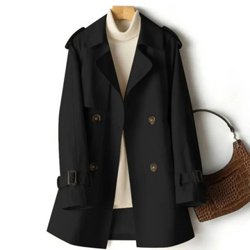 Double breasted long trench coat for women