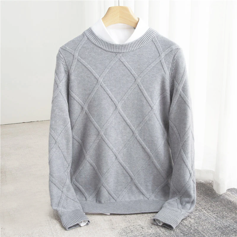 Pull-over long sleeve knit sweater for men