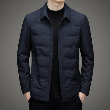Men’s Down Jacket – Slim Fit – Quilted – Water-Resistant – Button Front – Waist-Length