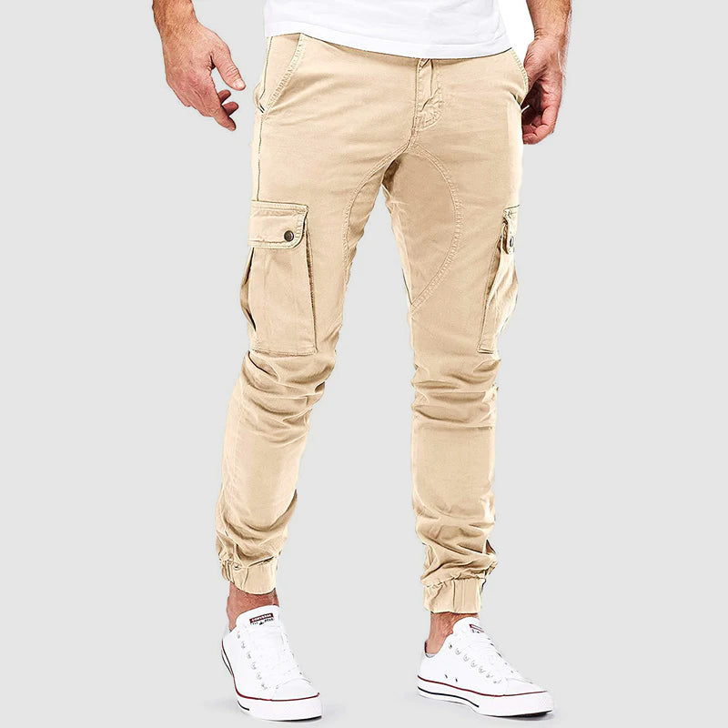 Men’s Cargo Pants – Slim Fit – Cotton Blend – Zipper Pockets – Elastic Cuffs