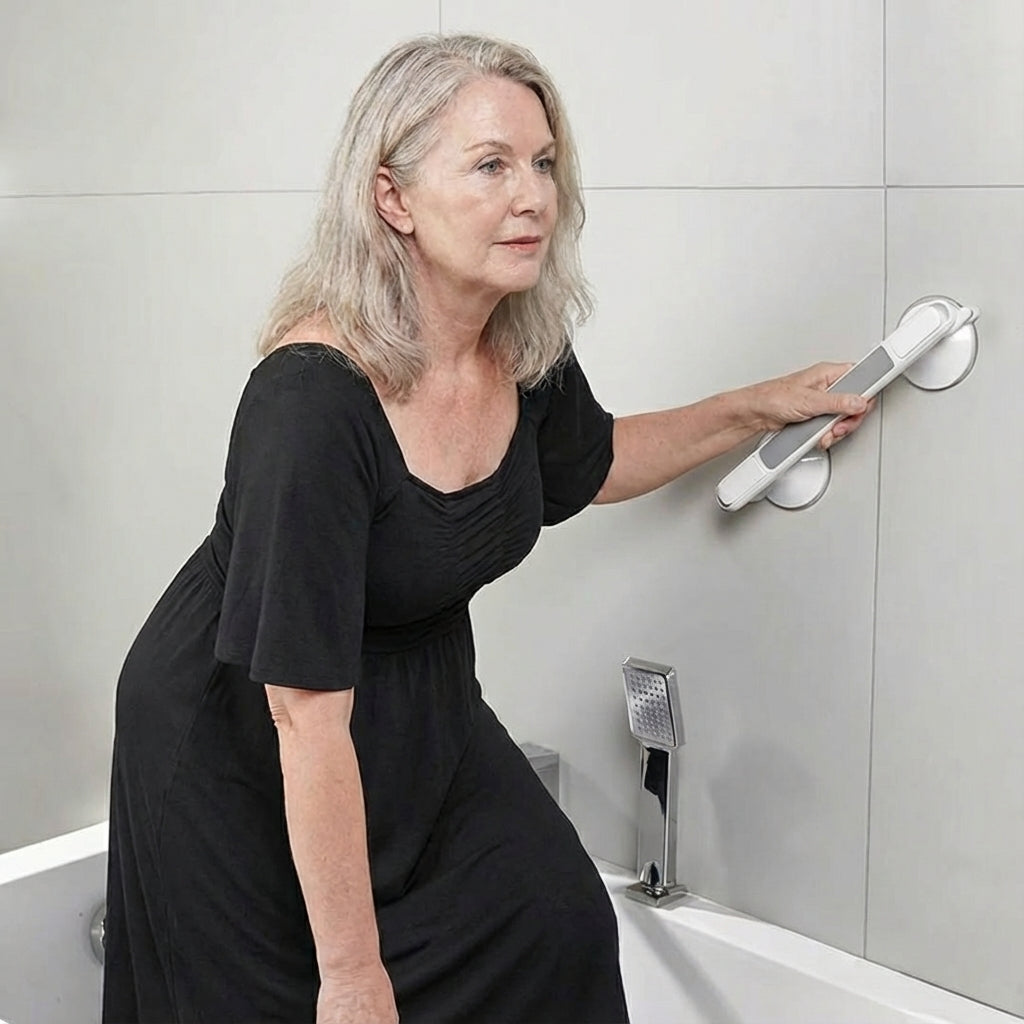 Minimalist Suction-Mount Shower Grab Bar