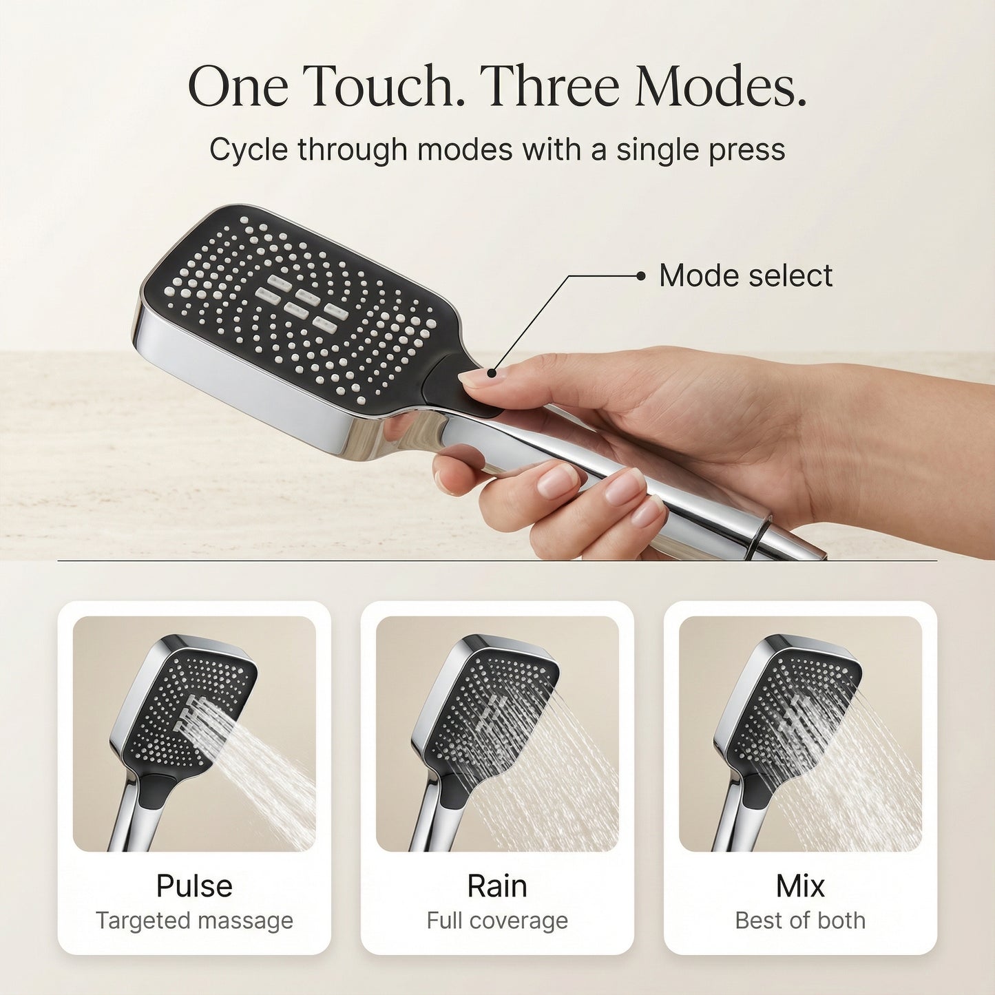 Minimalist Chrome Silicone Nozzles Handheld Shower Head