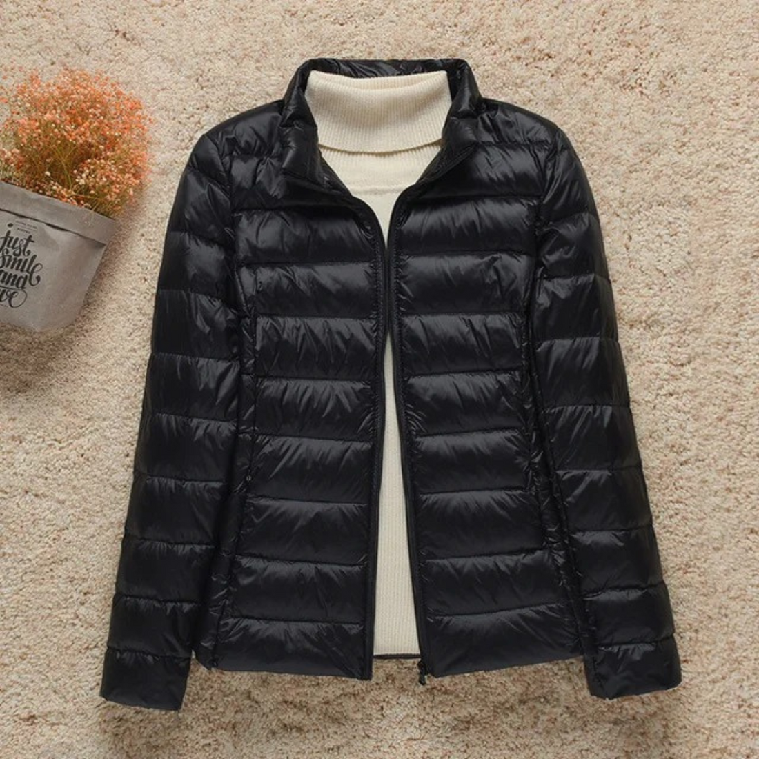 Quilted hoodie padded jacket for women