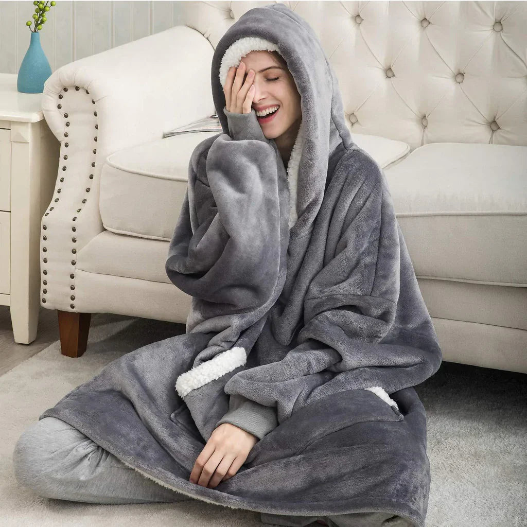 Cozy loose hoodie blanket sweater for women