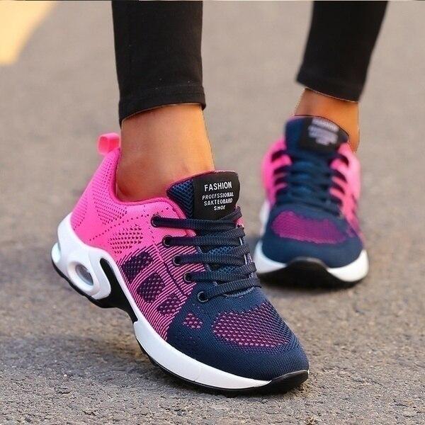 Women’s Walking Shoes – Mesh Upper – Cushioned Sole – Breathable Fit