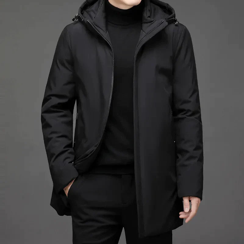 Mid length classic hoodie jacket for men