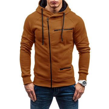 Men’s Hoodie – Slim Fit – Cotton Blend – Double Hood – Zipper Pockets – Full Zip