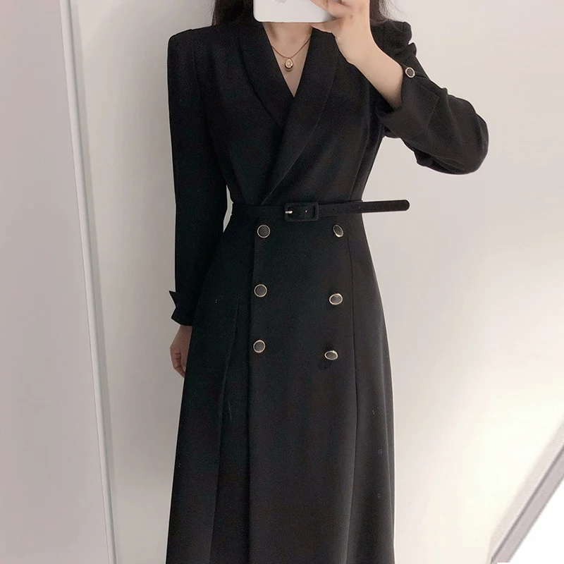 Women’s Trench Coat – Tailored Fit – Double Breasted – Belted Wool Blend Long Coat
