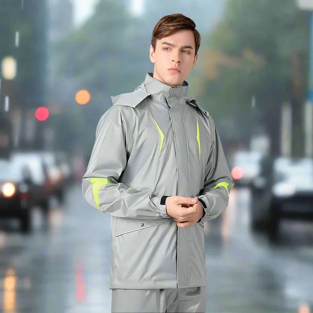 Waterproof Rain Jacket and Pants Set with Hood for Men and Women