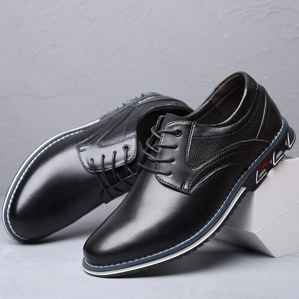 Men’s Dress Shoes – Polished Leather Look – Lace-Up Formal Style