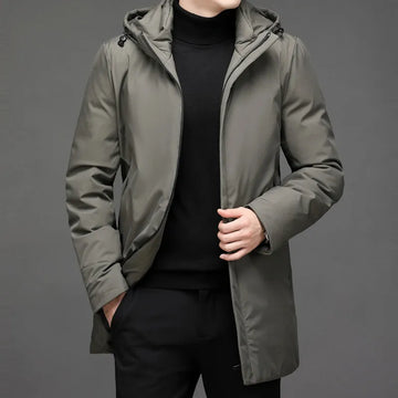 Mid length classic hoodie jacket for men