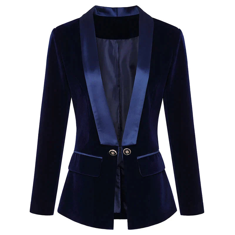 Velvet tuxedo blazer for women