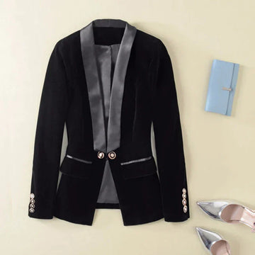 Velvet tuxedo blazer for women